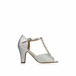 Discount 👏 Paradox London Glitter &apos;Rosie&apos; T-Bar 🩴 Sandals For Female 💯