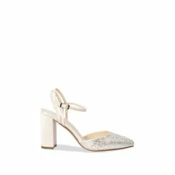 Buy 🤩 Paradox London Satin &apos;Sophia&apos; High Heel Block Heel Ankle Strap Court 👟 Shoes For Female ❤️