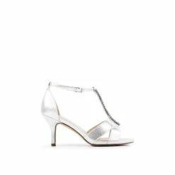 Cheap 🤩 Paradox London Glitter 'Esme' Wide Fit T-bar Mid Heel 🩴 Sandals For Female 👍