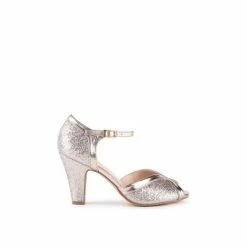 Cheap 🎁 Paradox London Glitter &apos;Karlie&apos; High Heel Peep Toe Ankle Strap 🩴 Sandals For Female 👍