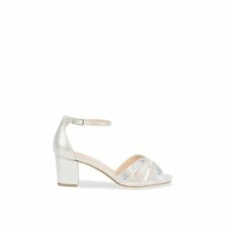 Brand new 🔥 Paradox London Shimmer 'Maike' Mid Block Heel Ankle Strap 🩴 Sandal For Female 💯