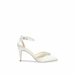 New 🤩 Paradox London Satin &apos;Kavita&apos; High Heel Ankle Strap Court 👟 Shoes For Female ⌛