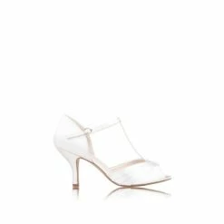 Cheapest 😍 Paradox London Satin &apos;Belvoir&apos; Mid Heel Peep Toe T-bar 🩴 Sandals For Female 🔥