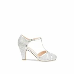 Cheap ✨ Paradox London Glitter &apos;Jubilee&apos; High Block Heel Round Toe T-bar Court 👟 Shoes For Female ⌛