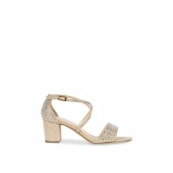 Best deal 🛒 Paradox London Glitter 'Ines' Mid Block Heel Ankle Strap 🩴 Sandals For Female 👏