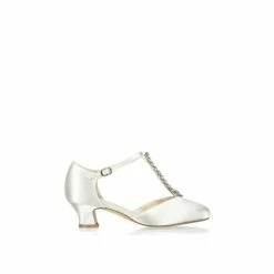 Cheap ⭐ Paradox London Satin 'Alva' Crystal T-bar Low Heel 👟 Shoes For Female 🎉