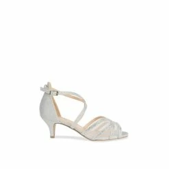 Deals ⌛ Paradox London Glitter 'Eden' Wide Fit Mid Heel Ankle Strap 🩴 Sandals For Female 😍