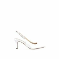 Deals 🔥 Paradox London Satin &apos;Clementine&apos; Mid Heel Stiletto Slingbacks For Female 😀